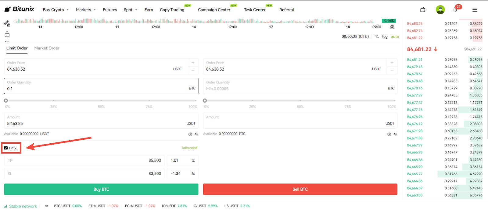 بازار اسپات صرافی بیت یونیکس