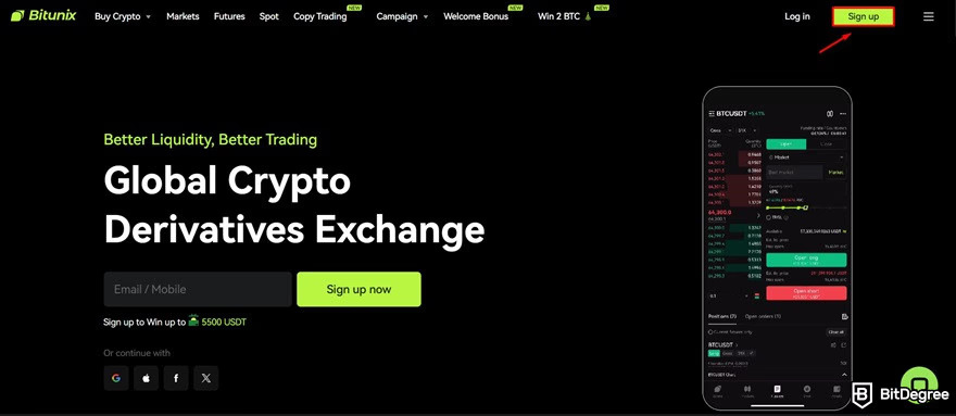 ثبت نام در صرافی Bitunix